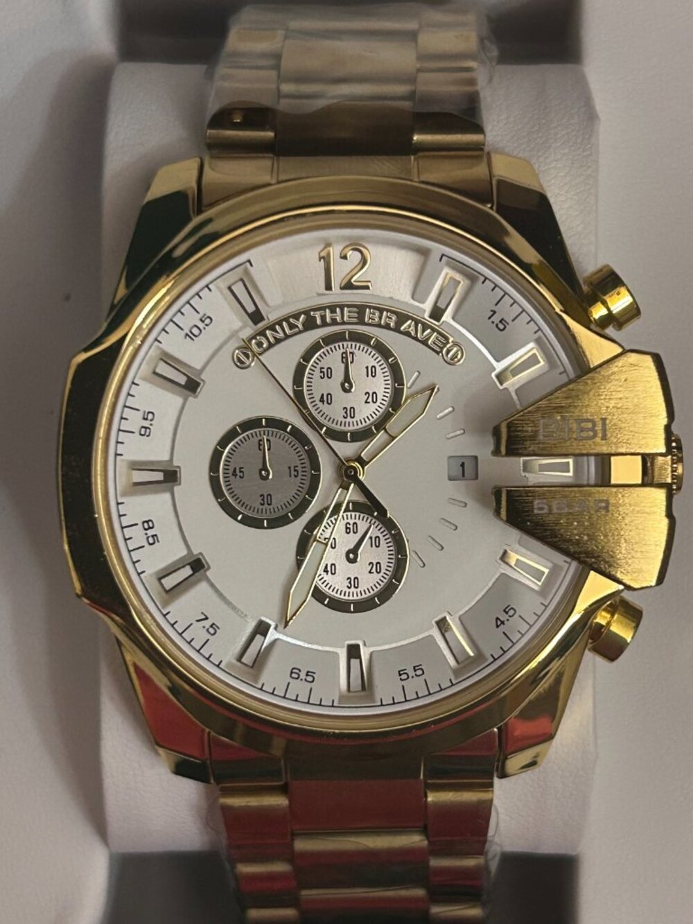 BiBi-B0194 White Dial Gold Case Gold Band
